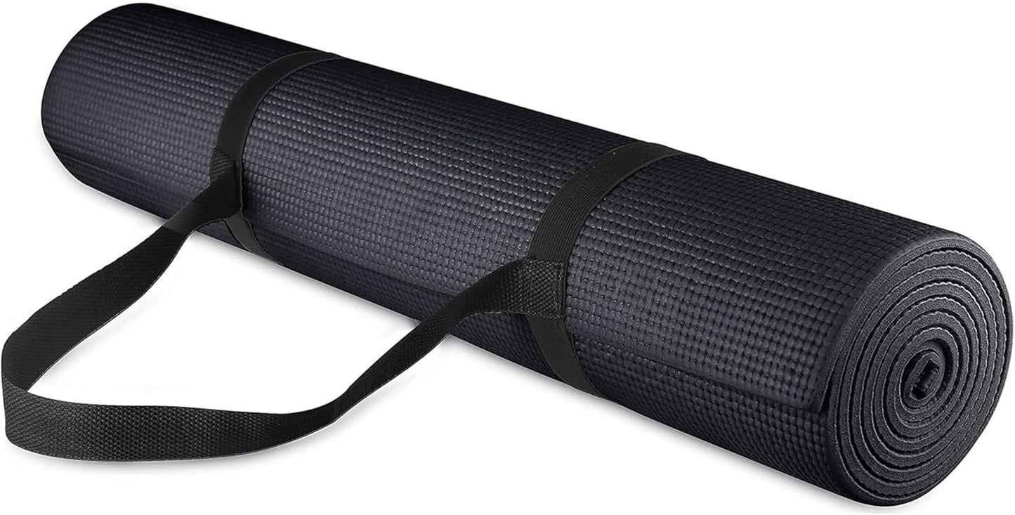 Fitvids All Purpose 1/4-Inch High Density Anti-Tear Exercise Yoga Mat with Carrying Strap, Multiple Colors