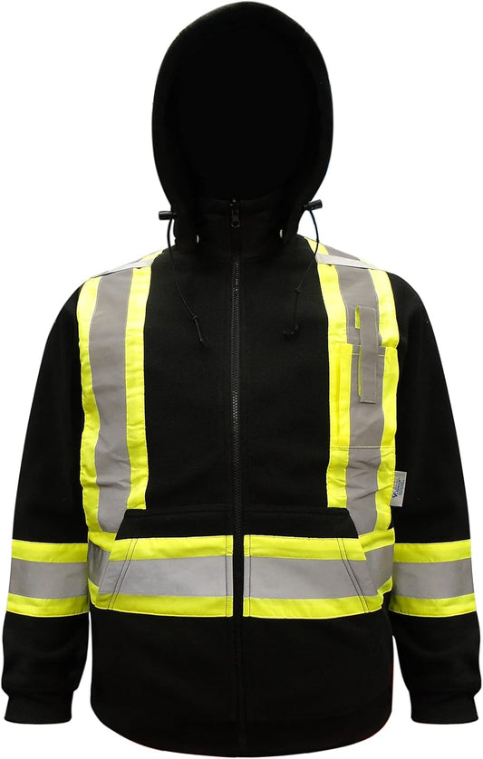 Viking Safety Fleece High Visibility Hoodie for Men - Zip Up Quick Drying Hi Vis Hoodie for Construction and Industrial Jobs