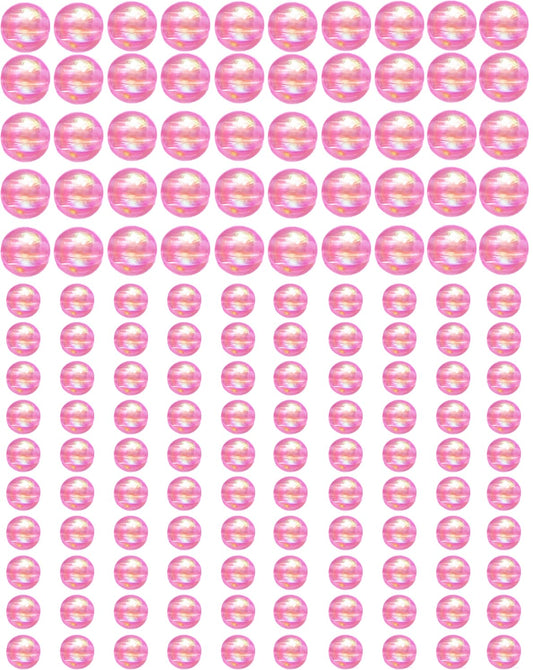 Fishing Beads Fishing Line Bead Flash Colorful Lures Baits Rigs，6/8mm Round Float Fishing Rig Lure Tackle Set for Saltwater Freshwater (High Flash Dark Pink-6/8mm(150pcs)/Set)