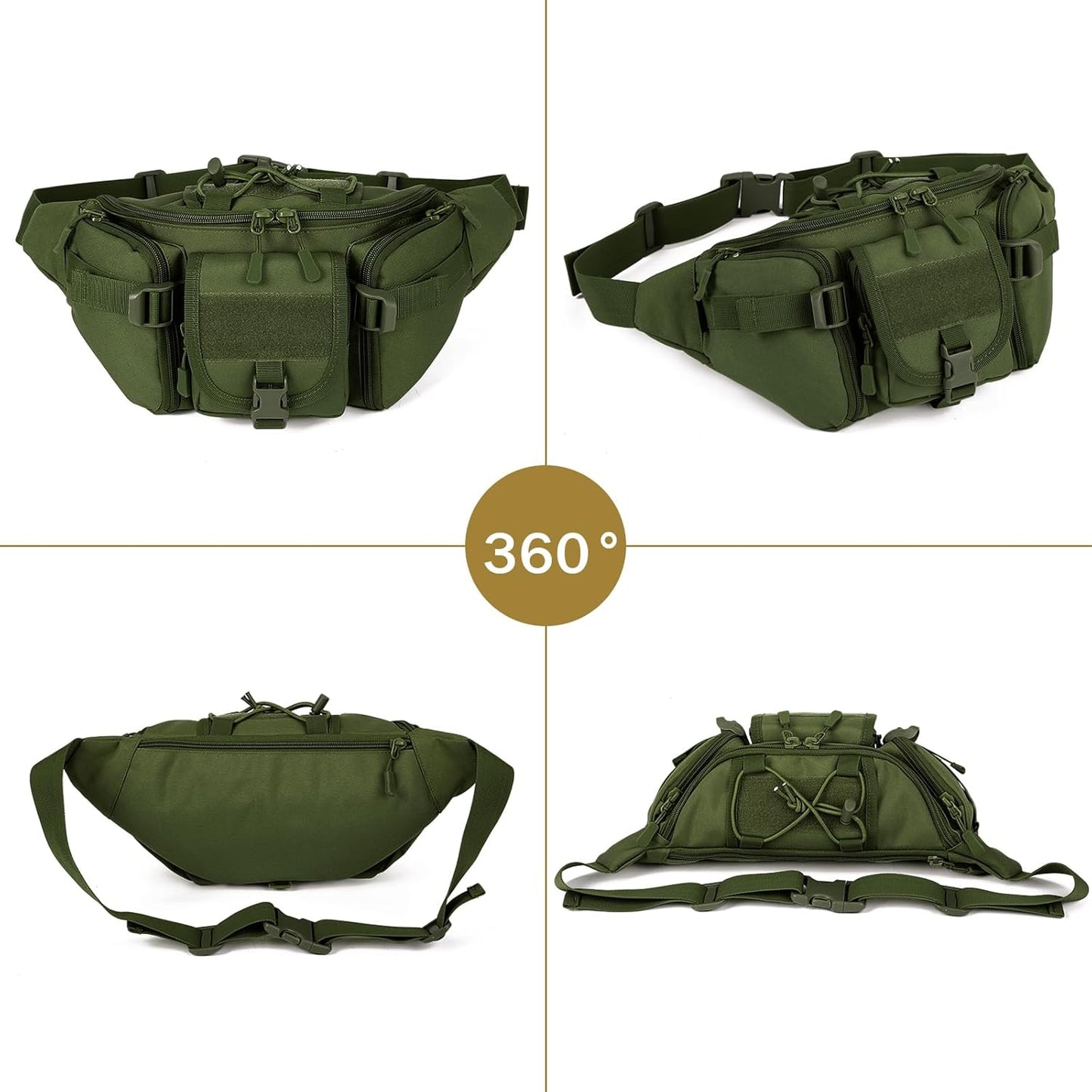 Huntvp Tactical Waist Pack Bag Military Fanny Packs WR Hip Belt Bag Pouch for Hiking Climbing Outdoor Bumbag