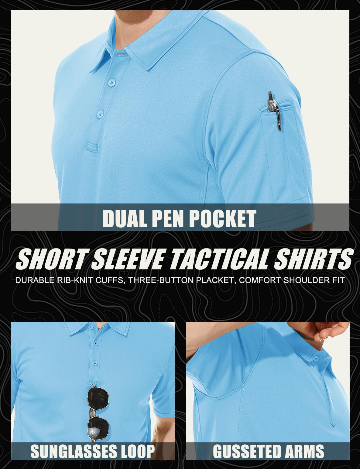 MAGCOMSEN Men's Polo Shirt Quick Dry Performance Short Sleeve Tactical Shirts Pique Jersey Golf Shirt