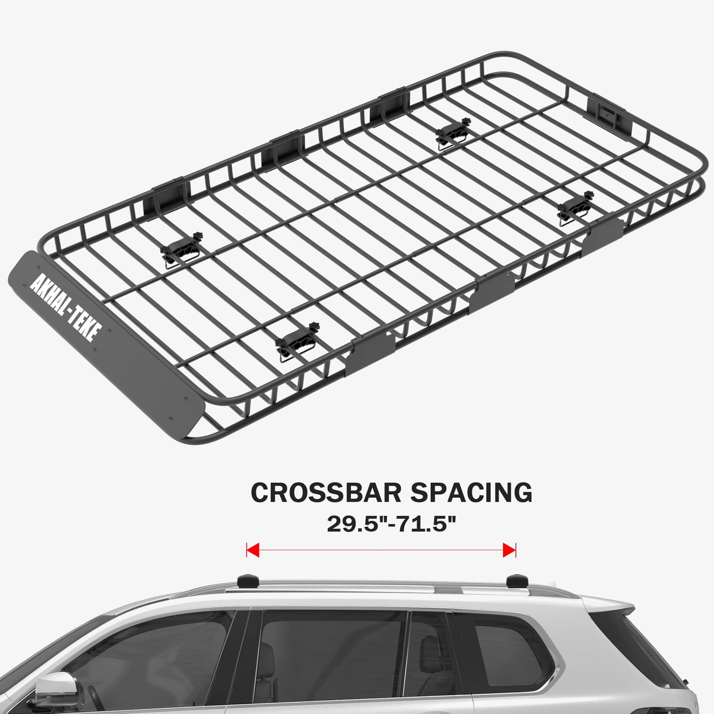 AKHAL-TEKE Roof Rack Basket, Upgraded 84"x 39"x 4" Roof Rack Cargo Carrier with 4' X 6' Super Duty Bungee Cargo Net, 2 pcs Ratchet Strap Fits for SUV Truck Cars