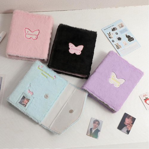 OLizee Plush Kpop Photocard Binder with 30 Pages Transparent Inner Album Holder Book Organizer for Fans - Purple
