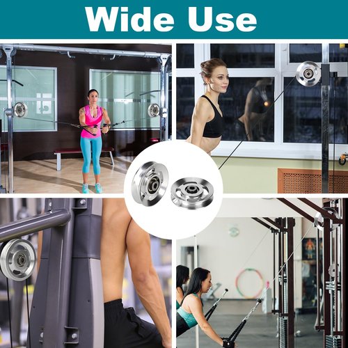 awliye 2 Pcs Aluminum Pulley Wheel, Fitness Cable Pulley Wheel 88mm /3.5 inch Universal Aluminium Alloy Bearing Pulley Wheel Pulley Replacement Wheel for Cable Machine Home Gym Attachments Part
