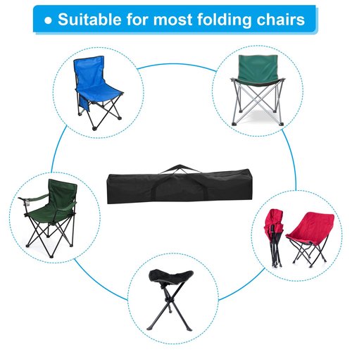 PATIKIL 55 Inch Camp Chair Replacement Bag, Nylon Foldable Carrying Bag Zippered Bag with Shoulder Strap for Camping Tent Travel, Black