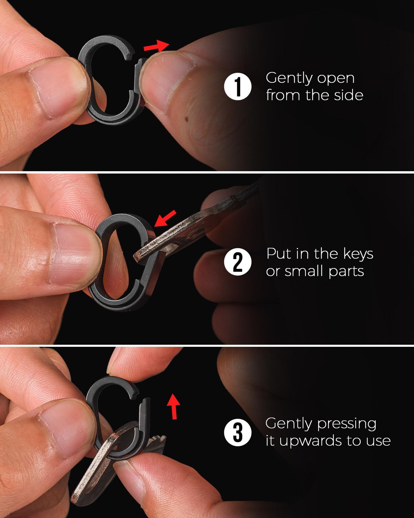 FEGVE Round Keychain Carabiner Clip with Titanium Mini Connecting Key Chain Rings for EDC