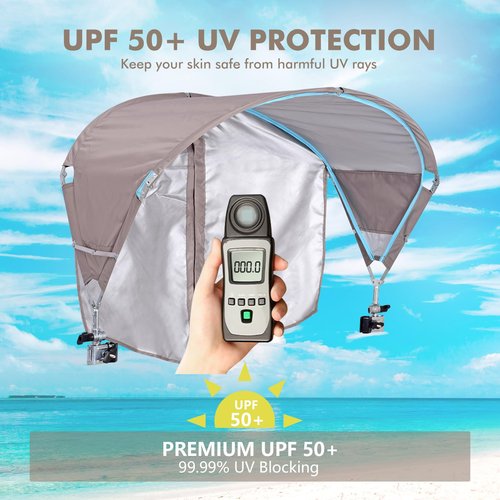 Universal Chair Umbrella Canopy, UPF 50+ Sun Shade with Adjustable Clamp, Fits Most Brands’ Beach, Camping, Lawn, Tanning, Zero Gravity, Lounge & Fishing Chairs