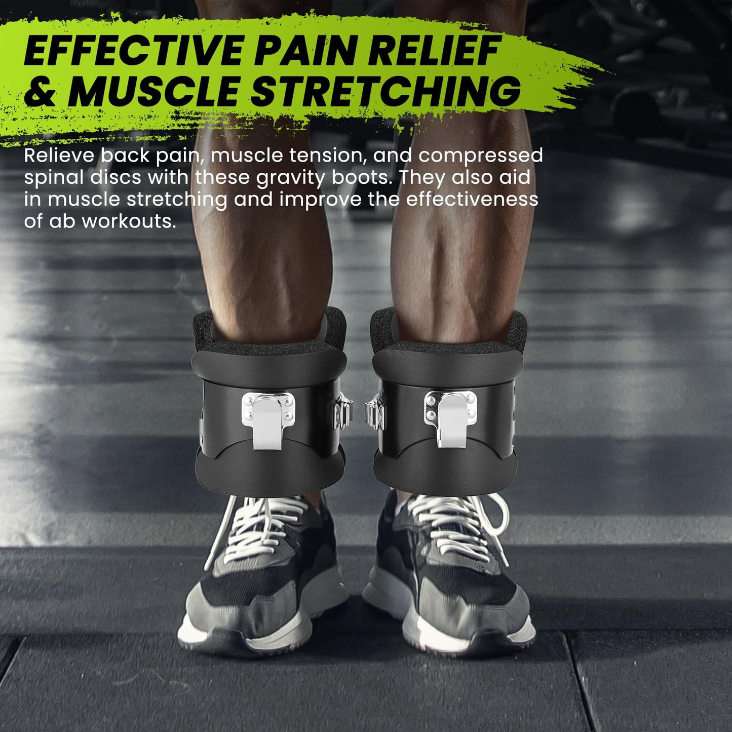 AMGSH Gravity Boots Inversion Boots, Gravity Boots Hanging Upside Down with 2 Gravity Hook, Anti Gravity Inversion Boots for Core Gym Fitness Exerciser, Ab Crunch, Abdominal Sit Up, Hooks Bar Therapy