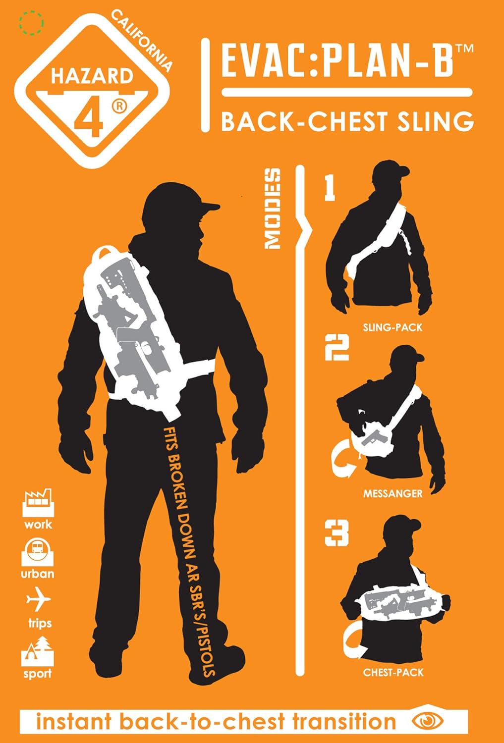 HAZARD 4 Grayman(TM) Plan-B Light Go-Bag Sling Pack (R) - Gray, Large