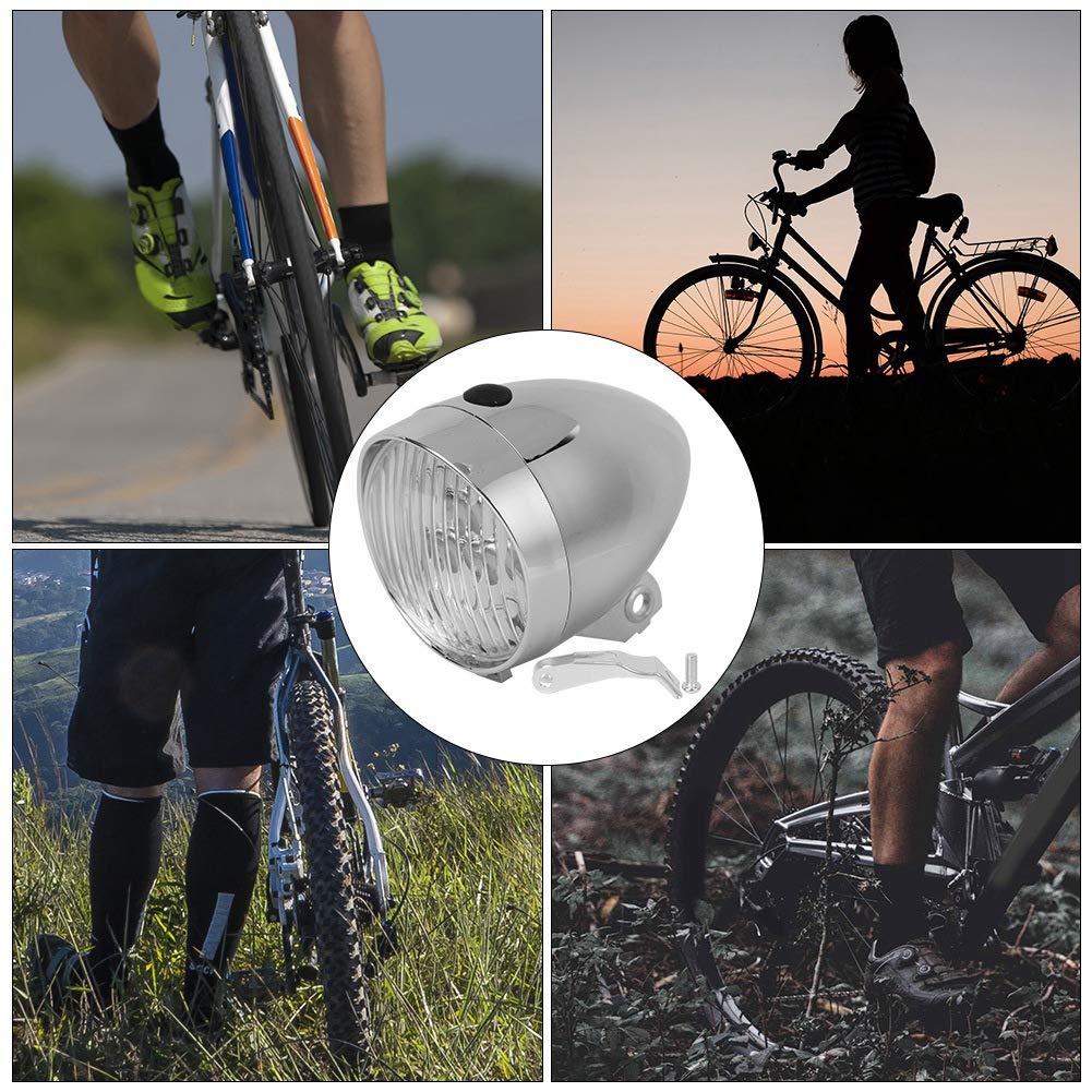Vintage Bike Headlight, 3 LED Retro Bike Front Light Lamp Bicycle Headlight Cycling Flashlight Headlamp with Bracket