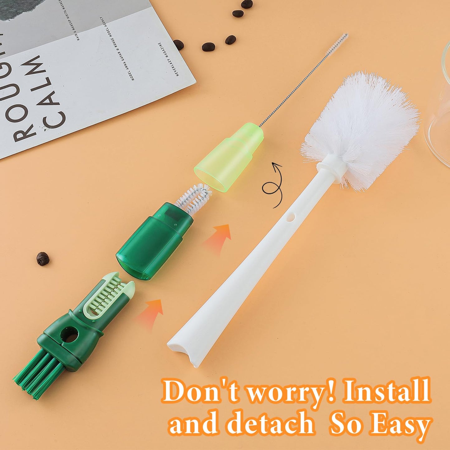 5 in 1 Water Bottle Brushes for Cleaning, Easily Cleans The Cup Mouth, Lid, Bottom, and Straw.Multifunctional Insulation Bottle Cleaning Tools, Home Kitchen Cleaning Tools