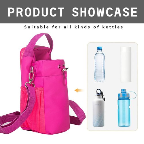 VKZ Magnetic Crossbody Gym Bag Water Bottle Holder Waterproof, Sling Bag for Men and Women Carrier Bag with Phone Pockets Handle Shoulder Strap, Travel Water Bottle Bag Accessories Organizer (Pink)