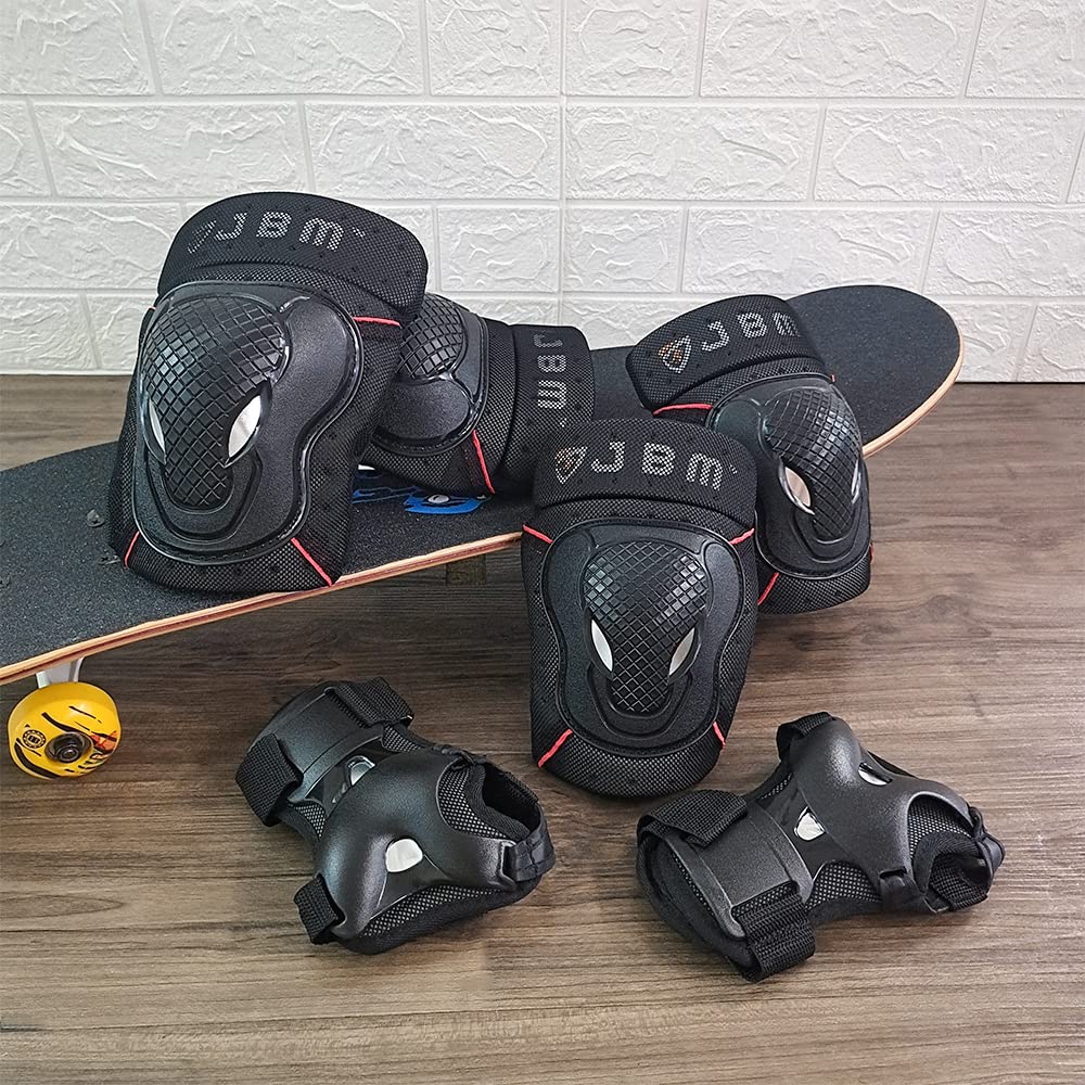 JBM Protective Gear Set for Teens & Adults - Knee Pads, Elbow Pads & Wrist Guards for Biking, Skateboarding & Scootering