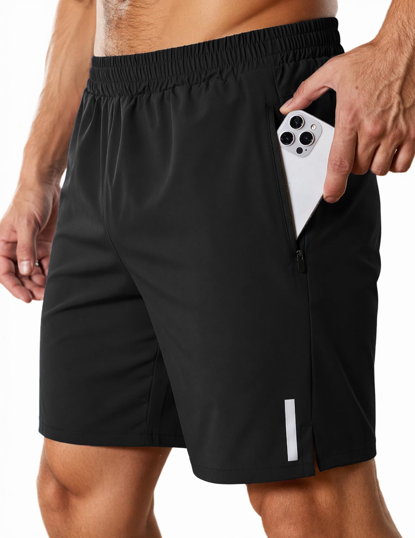 COOFANDY Mens Workout Athletic Shorts 7 inch Inseam Quick Dry Hiking Shorts Men Lightweight Sports Gym Shorts Running Black
