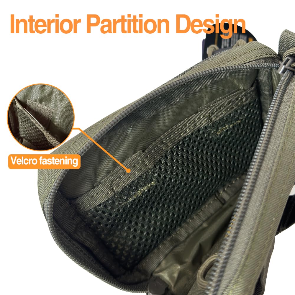 500D Nylon Tactical Molle Admin Pouch Plug-in Debris Waist Bag Tactical Vest Molle Expanding Equipment Bag Extra loadout Storage Pouch for Vest(Ranger Green)