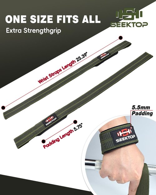 Seektop Wrist Straps for Weightlifting - 25'' Gym Lifting Straps with Breathable & Anti-Slip Suture, Safty Wrist Wraps for Workouts, Bodybuilding, Powerlifting, Strength Training, Men & Women(1 pair)