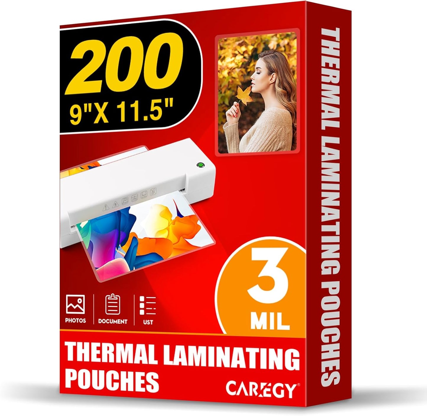 CAREGY 600 Pack Laminating Sheets,Holds 8.5 x 11 Inch Sheets,Thermal Laminating Pouches, 3 Mil, 9 x 11.5 Inches Lamination Sheet Paper for Laminator, Round Corner Letter Size