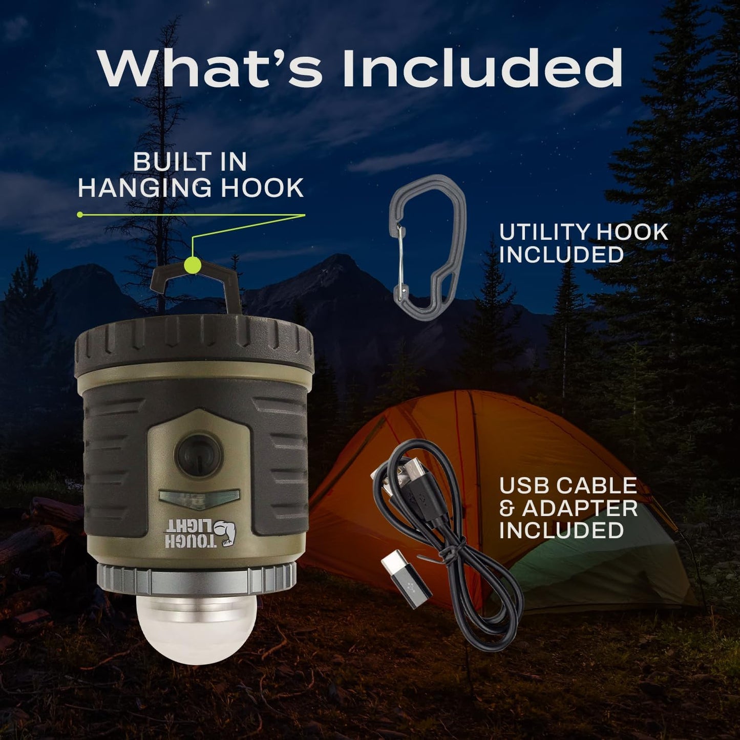 USB Rechargeable Camping Lantern, 400 Lumens LED Lantern, Hanging Tent Lamp, 6000mAh Power Bank, 200 Hour, 6 Modes, for Outdoors & Emergency