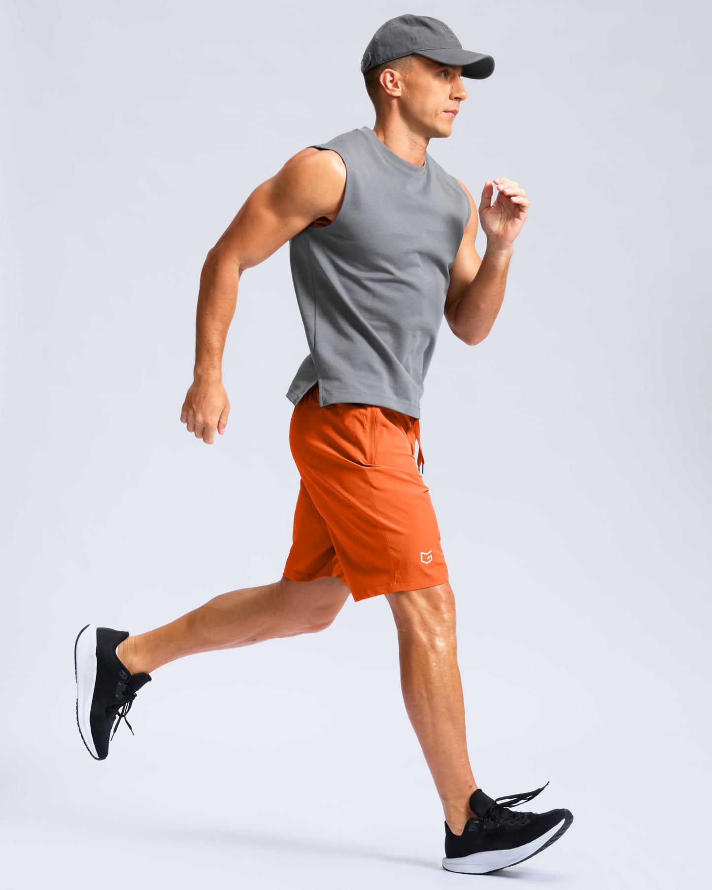 G Gradual Men's Athletic Running Shorts with Zipper Pockets Quick Dry 7"/ 5"/ 9" Workout Gym Shorts for Basketball Hiking(Orange,9M)