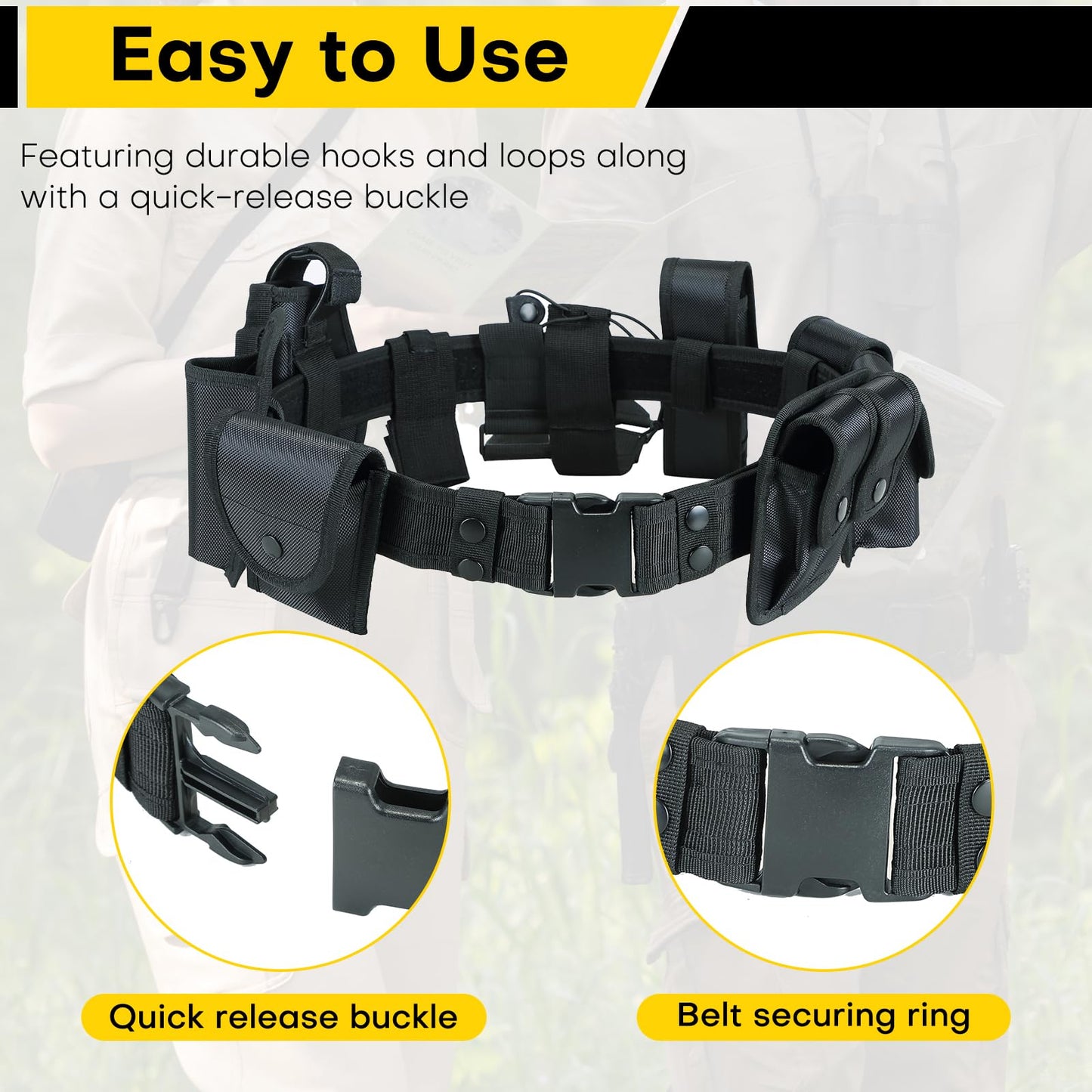 Acymner 10 in 1 Duty Belt Utility Belt | Ultimate Tactical Belt Set for Law Enforcement, Versatile Police Security Guard Military Modular Equipment System Molded Duty Belt
