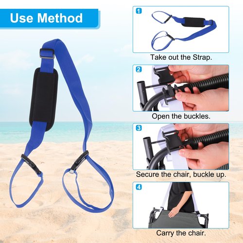 PATIKIL Carrying Beach Chair Straps, 2 Pack Adjustable Beach Chair Straps Shoulder Carrying Straps for Folding Chair Backpack, Dark Blue