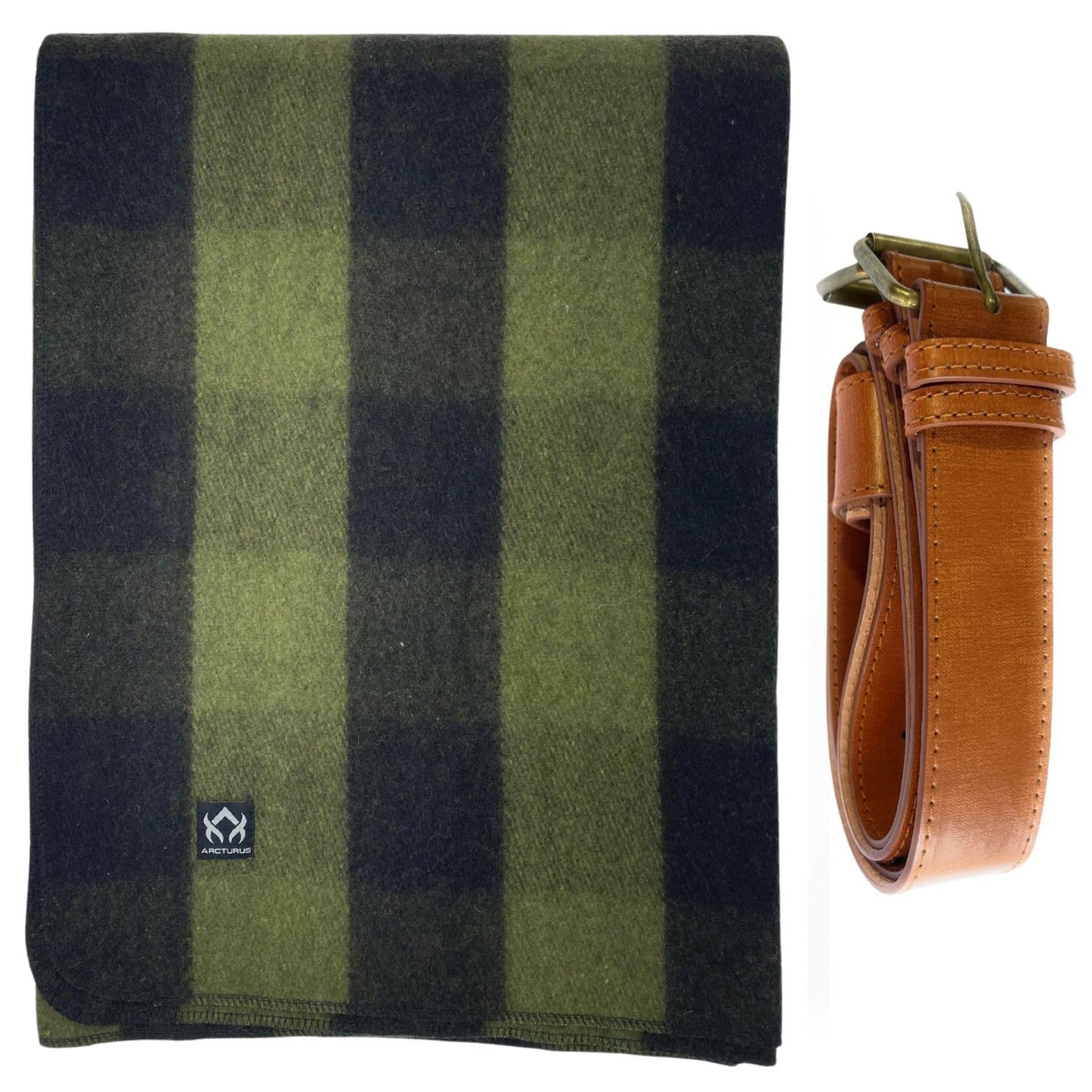 Arcturus Green Buffalo Wool Blanket and Carry Straps Bundle