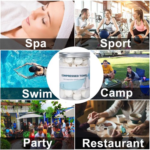 Canned Compressed Towels,100PCS Disposable Compressed Tissue Paper Towel Portable Mini Tissue for Travel,Sport,Camping,Outdoor Activities