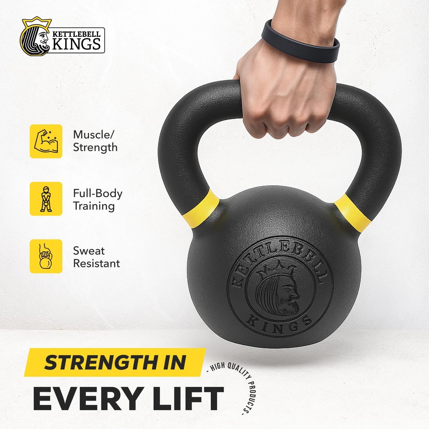 Powder Coated Kettlebell Weights 5-90 LB | Durable Gym Equipment for Strength Training