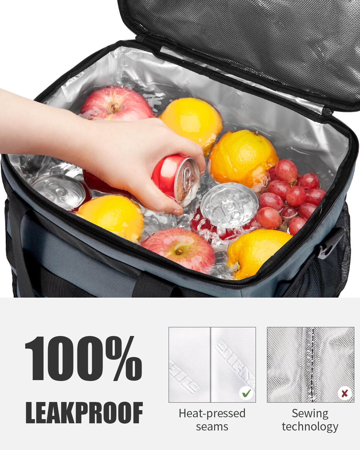 JOYHILL Soft Cooler Bag, Large Insulated Ice Chest Box for Lunch, Leakproof Portable Beach Cooler with Shoulder Strap for Camping,Travel,Picnic, Food Delivery, Green, 30 L/40 Can