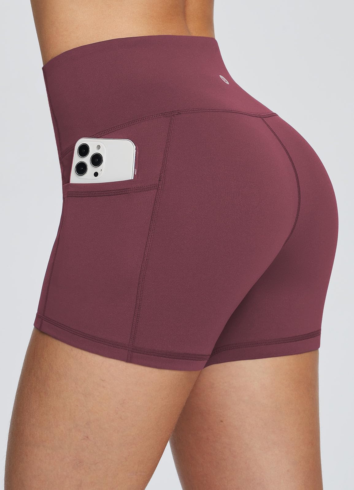 baleaf Gym Shorts Women 3" Biker Workout Yoga Spandex Running Volleyball Tummy Control Compression with Pockets Wine Red M