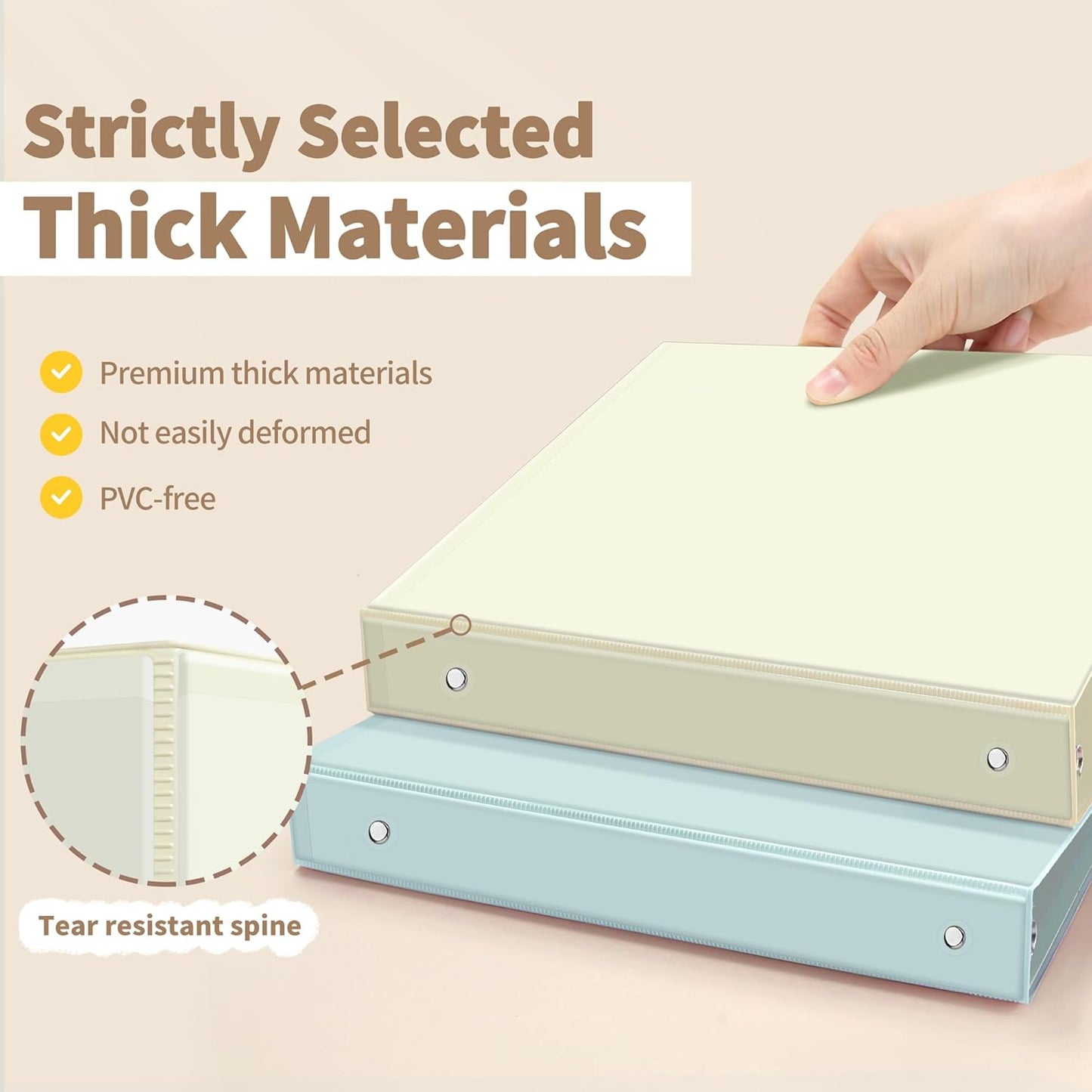 SUNEE 3 Ring Binder 1.5 Inch 4 Pack, Clear 1 1/2 Inch View Binder Three Ring PVC-Free (Fit 8.5x11 Inches) for School or Office Supplies, Neutral Aesthetic