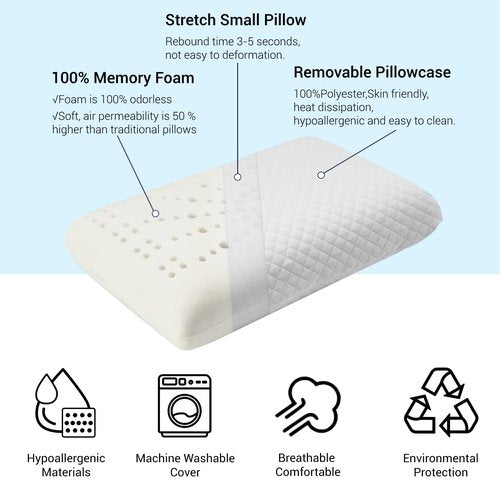 LSFFM Camping Pillow Lightweight, Easy to Carry, Memory Foam Travel Pillow, Backpacking Pillows, Portable Pillows with Travel Storage Bag, Removable Pillow Cover (White)