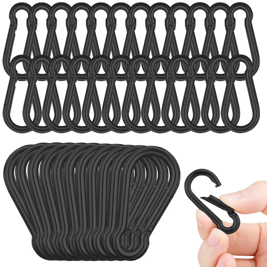 AODESTINY 50PCS 3" Black Spring Snap Hook, Heavy Duty Spring Snap Carabiner Clip for Swing and Gym, 500lbs Capacity Quick Links Carabiner Clips for Hammock, Camping, Hiking, Water Bottle & Backpack