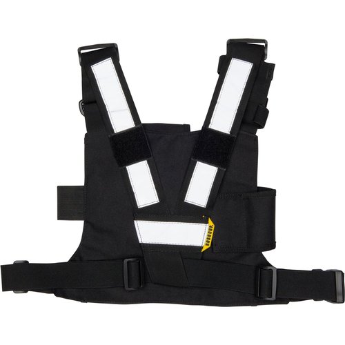 ROBOCUP Radio Chest Harness Vest - Adjustable Utility Organizer with Silent Buckle Closure - Full-Size Ham Radio Pouch, Secure Fit, Work Gear with D-Ring, Reflective Safety Stripes, Hook & Loop Patch