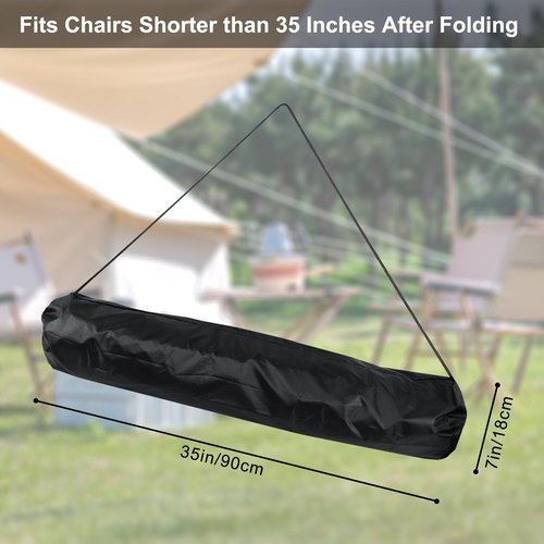 Riuog Camp Chair Replacement Bag, 35 x 7in Protective Carrying Chair Bag with Drawstring Strap for Foldable Chair, Folding Lawn Chair, GCI Rocker Chair, Tent Pole, Black (Black)