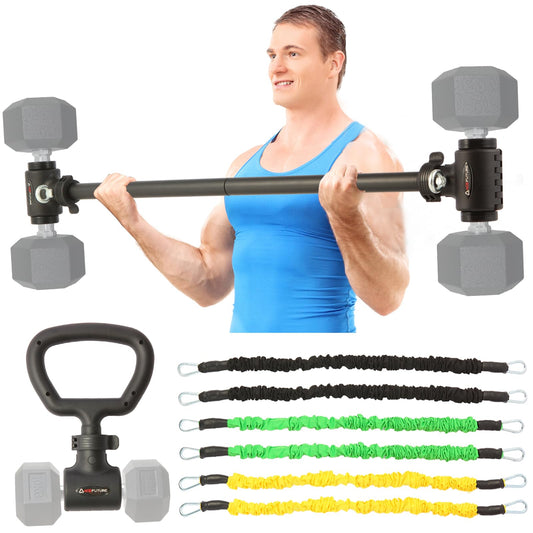 Acefuture Hyperbell Dumbbell Converter - Convert Dumbbells to Barbell Set and Kettlebell for Home Fitness - Adjustable & Up to 200 lb Capacity Weight Barbell for Weight Lifting (Barbell Converter)