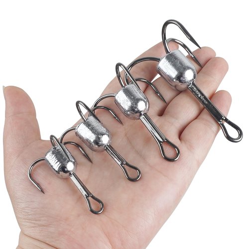 Snagging Hooks Snagging Weighted Treble Hooks,5pcs/Pack Treble Fishing Hooks 4 Sizes 1oz,1.25oz,1.5oz,2.5oz for Saltwater Freshwater (5/0-5pcs)