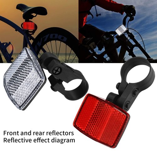 Xujinsongg 8 Pcs Bike Front and Rear Reflectors Kit, Bicycle Wheel Spoke Reflectors Kit, Bike Cycling Safety Warning Reflectors for Handlebar Seatpost, Bike Road Safety Reflection Kit, Red and White