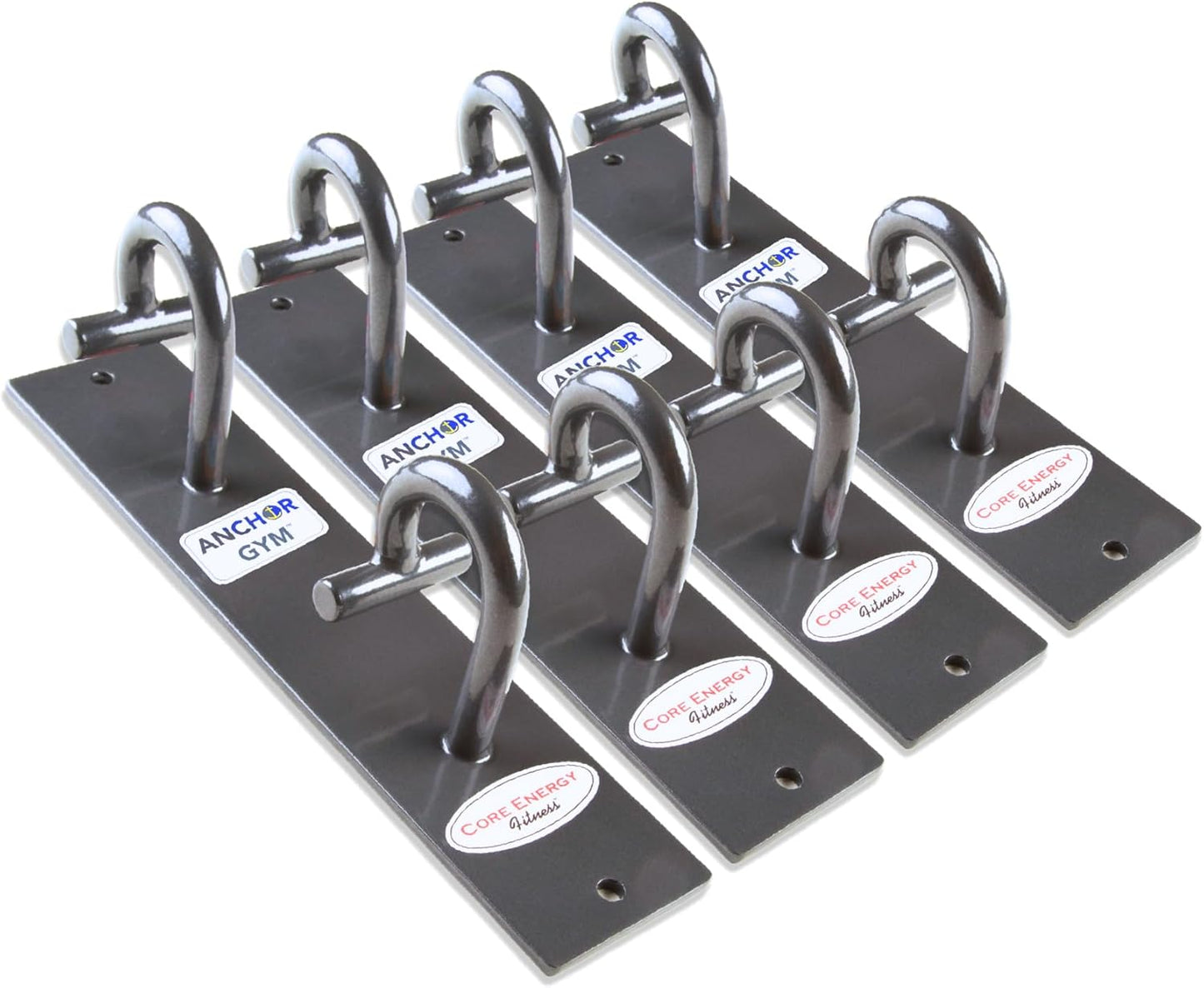 Anchor Gym Core Station - Wall Mount Workout Anchors for Resistance Band, Three Units with Two Hooks for Exercise Bands, Body Weight Straps, Strength Training - (Wood Mounting Screws Included)