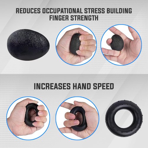 EcoVenture- Grip Strength Trainer Set (5 Piece), Forearm Strengthener, Forearm Adjustible Trainer Grip Exercise, No Slip, Adjustable Resistance