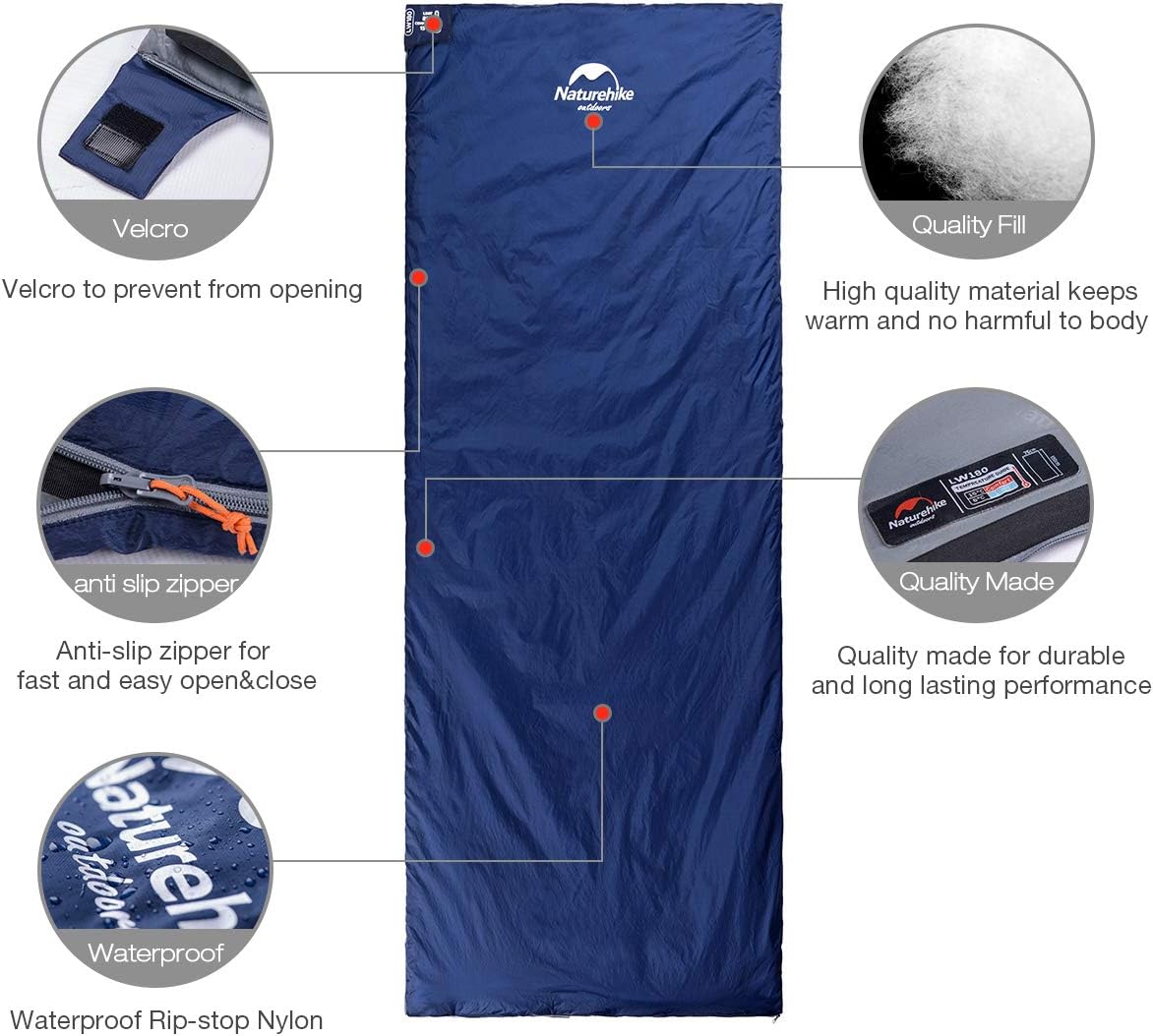Naturehike Lightweight Compact Sleeping Bag, Envelope Ultralight Backpacking Sleeping Bag Portable, Waterproof, Comfort with Compression Sack for Cold&Warm, Camping, Traveling, Hiking