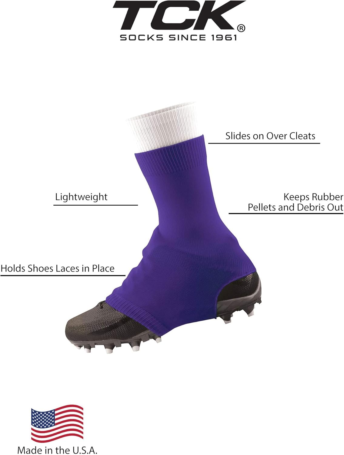 TCK Football Spat Cleat Covers - Lace Covers Youth and Adult Sizes for Boys Girls Men Women Soccer