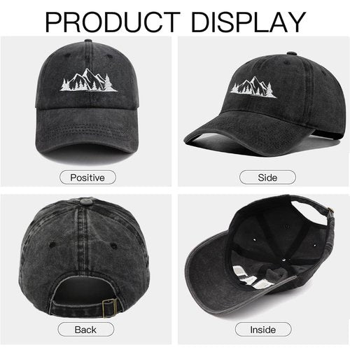Mountain Hat for Men Women, Funny Adjustable Mountain Baseball Cap Embroidered Cotton Hiking Camping Explore Outdoor Cap Mountain Dad Hat
