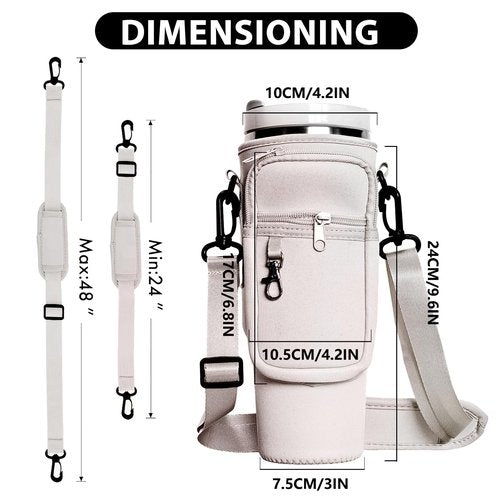 iDIY Water Bottle Carrier Bag for Stanley Cup Accessories, Crossbody Water Bottle Sling Bag with Phone Pocket, Water Bottle Holder with Securely Holds Bottle for Hiking, Camping, Fishing(Style-1)