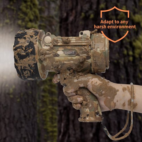 BUYSIGHT Rechargeable Spotlight Flashlight Floodlight,1000000 Lumen Hand held Spot Lights IP67 Waterproof COB Camping Lantern with red Filter(Camouflage Gray-COB)