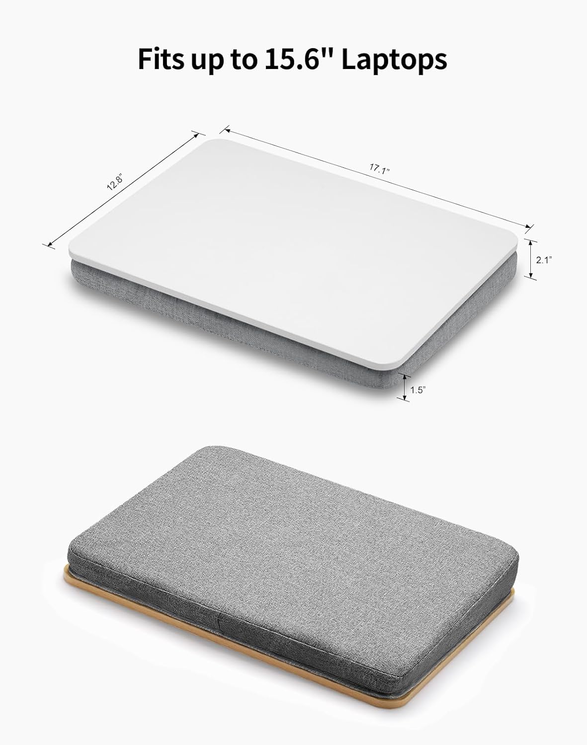 Lap Desk with Pillow Cushion, Portable Laptop Bed Desk, Fits up to 15.6 inch Laptop, Lap Stand for Bed & Couch & Carpet, Book Tablet/Drawing Board - Pink