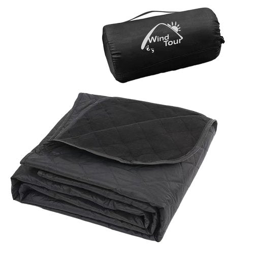Warm Polar Fleece Blanket Picnic Outdoor & Beach, Machine Washable Camping Quilt for Cold Weather, Adventure, Sleeping, Backpacking (Black)