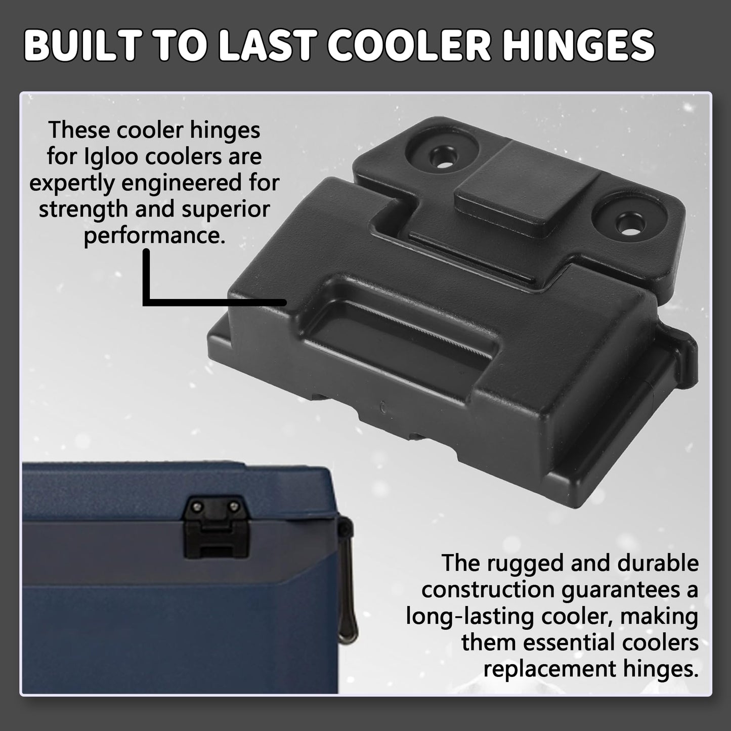 Aussio (2 Pack) Coolers Hinge for Igloo 25, 52, 72 Qt BMX Coolers Latch Replacement Parts, Cooler Hinges with Screws for Igloo Cooler Replacement Hinges
