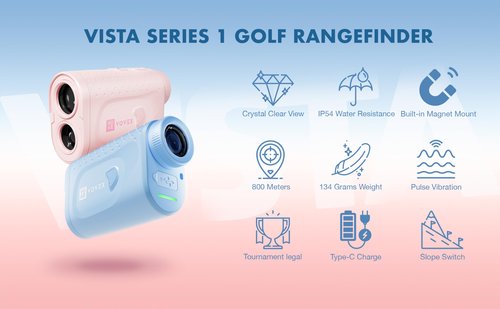 VOVEX Vista – Golf Rangefinder with Slope & Vibration, Rechargeable, Magnetic Mount, Lightweight & Compact – Golf Gift for Men, Women, Beginners & Seniors – Tournament Legal