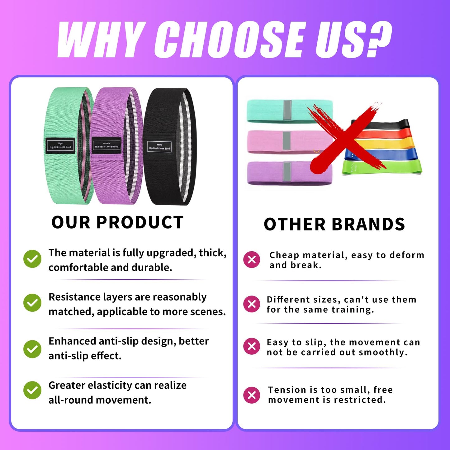 JIN BD Fabric Resistance Bands Set,Exercise Bands for Legs and Booty,Different Levels Elastic Bands for Yoga,Pilates,Home Fitness,Strength Training,Physical Therapy,Workout Bands for Women and Men